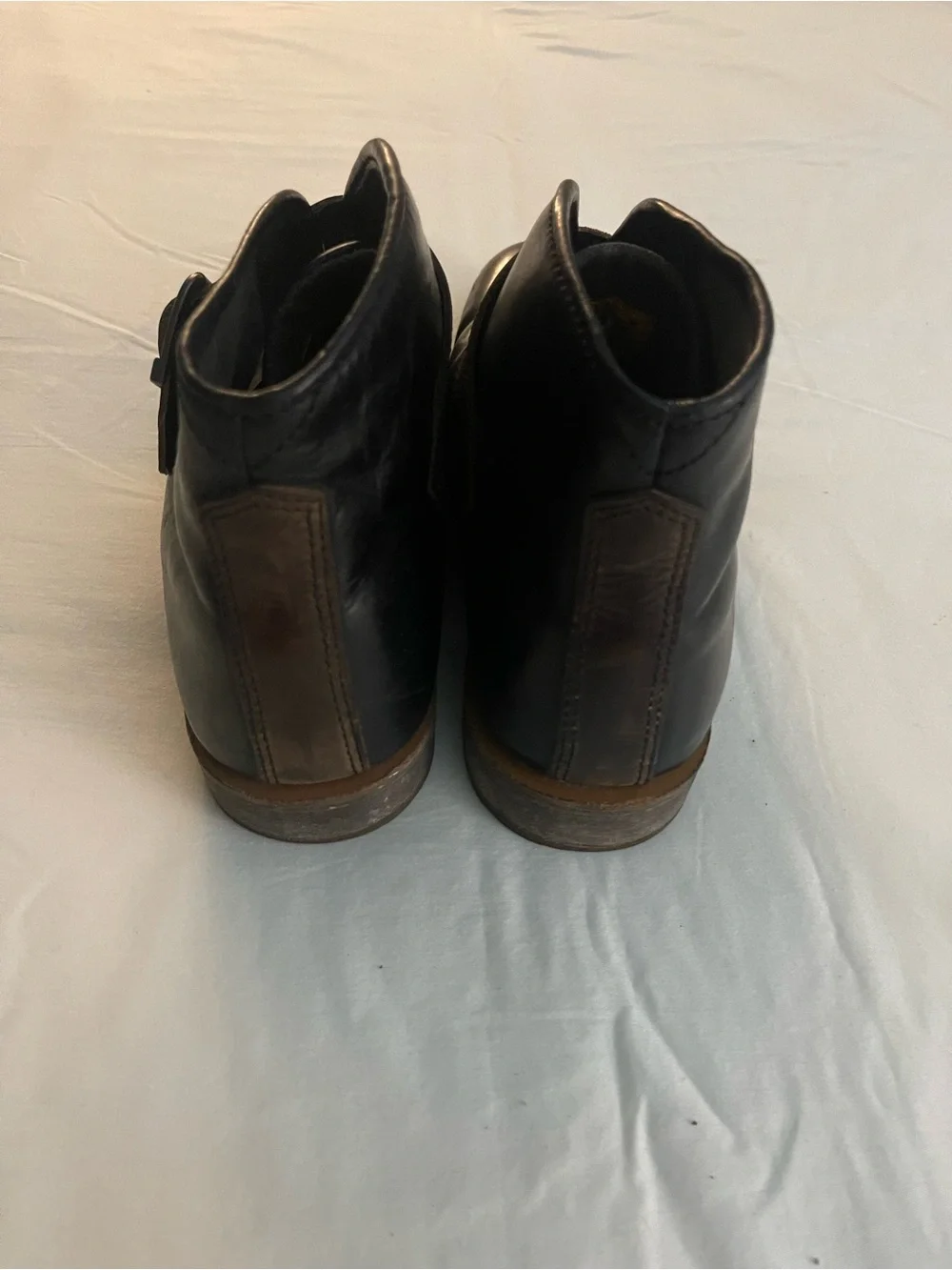 Caterpillar Black Leather Chukka Boots with Brown Strap